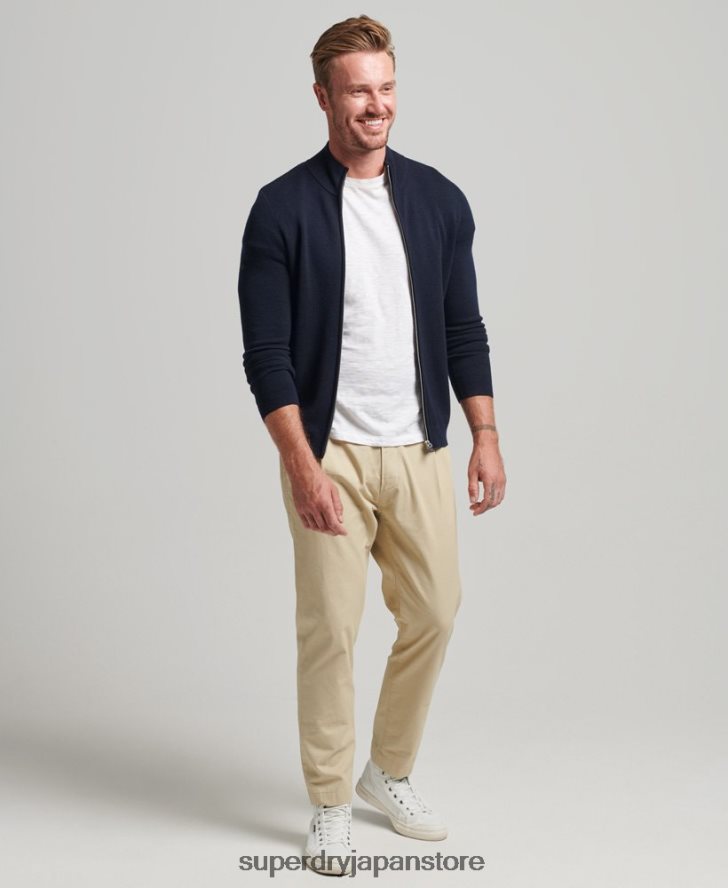 メリノジップスルーニットカーディガン 男性 Superdry 衣類 海軍 2J62PZ1317