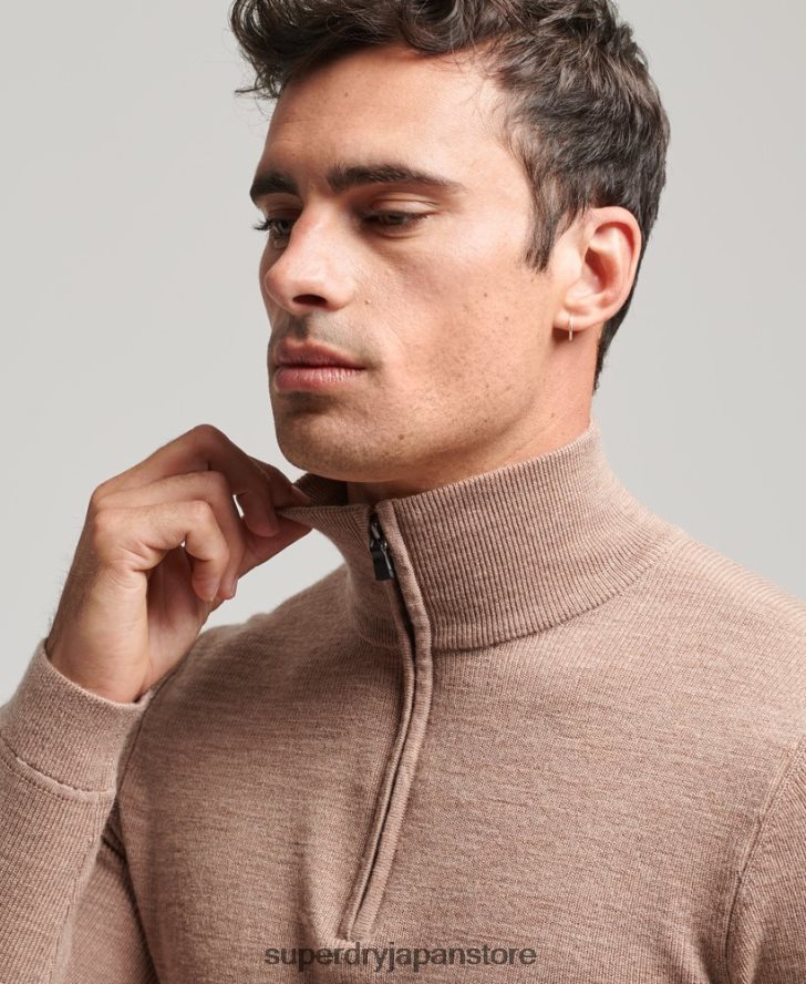 メリノハーフジップジャンパー 男性 Superdry 衣類 ベージュ 2J62PZ1318