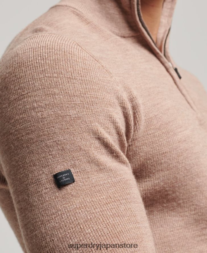 メリノハーフジップジャンパー 男性 Superdry 衣類 ベージュ 2J62PZ1318