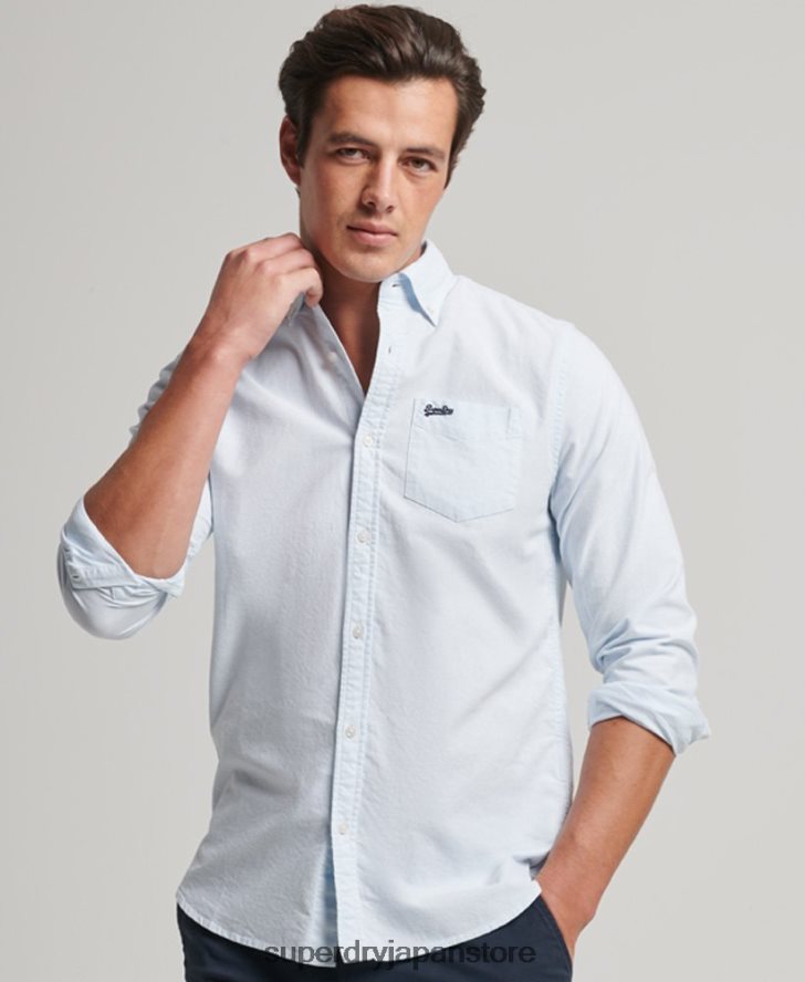 ウォッシュドオックスフォードシャツ 男性 Superdry 衣類 ライトブルー 2J62PZ132
