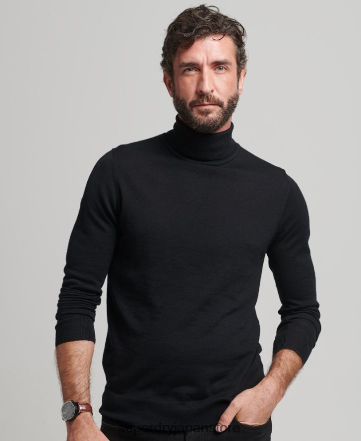 メリノロールネックセーター 男性 Superdry 衣類 黒 2J62PZ1321