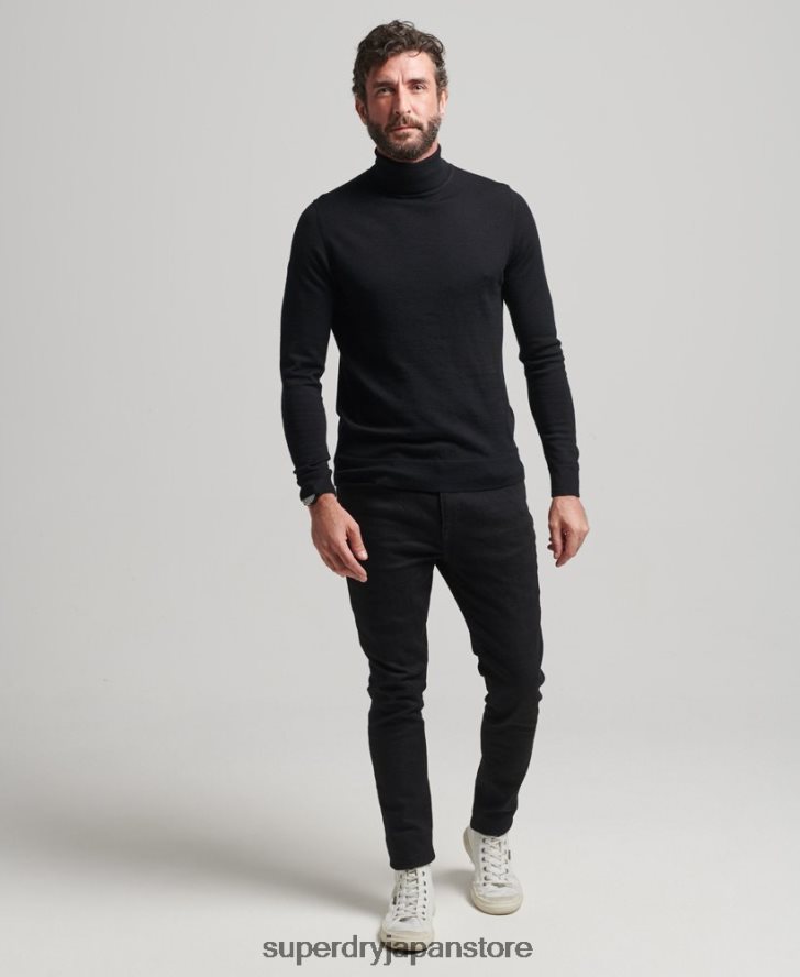 メリノロールネックセーター 男性 Superdry 衣類 黒 2J62PZ1321