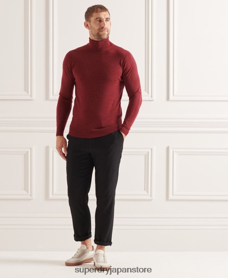 スタジオメリノロールネックセーター 男性 Superdry 衣類 赤 2J62PZ1325