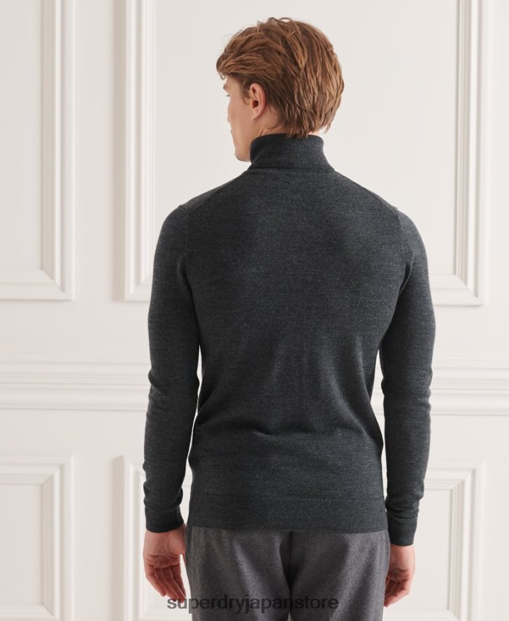 スタジオメリノロールネックセーター 男性 Superdry 衣類 濃い灰色 2J62PZ1326