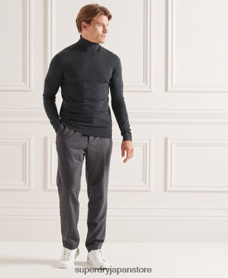 スタジオメリノロールネックセーター 男性 Superdry 衣類 濃い灰色 2J62PZ1326