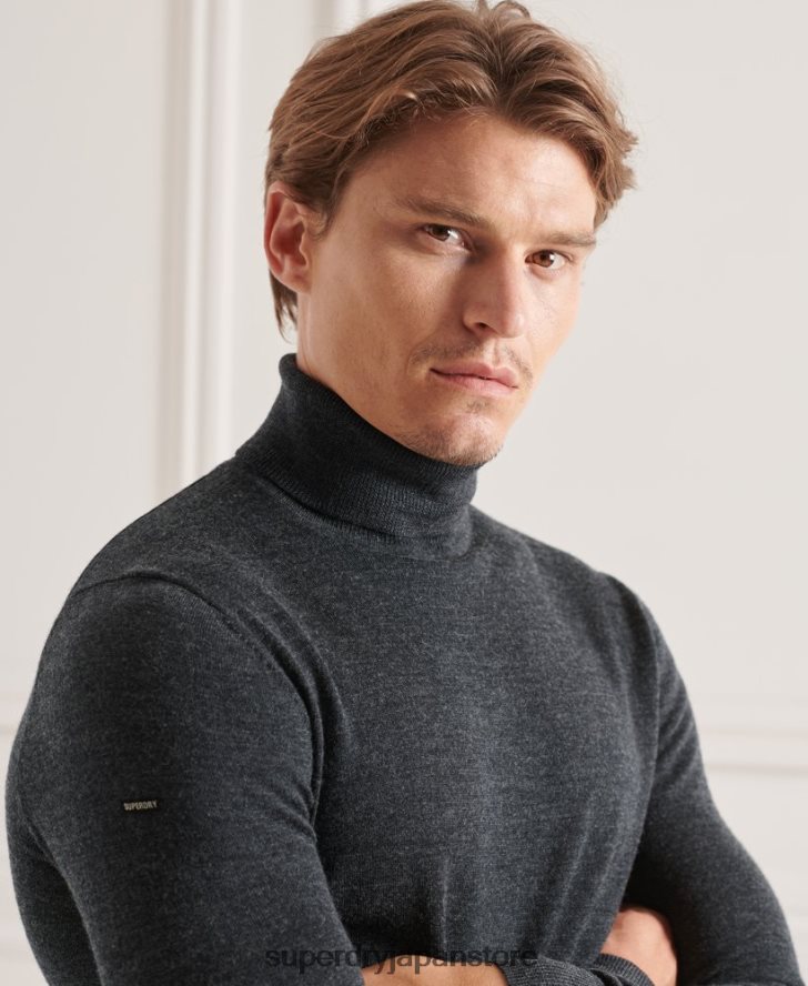 スタジオメリノロールネックセーター 男性 Superdry 衣類 濃い灰色 2J62PZ1326