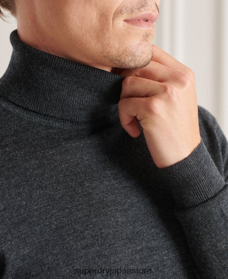 スタジオメリノロールネックセーター 男性 Superdry 衣類 濃い灰色 2J62PZ1326