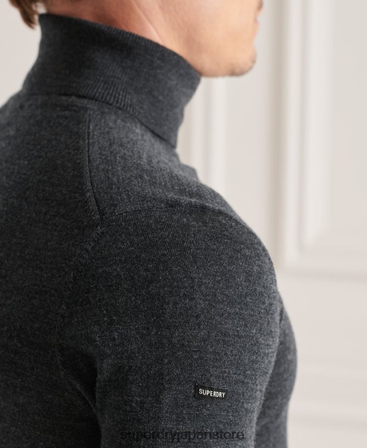 スタジオメリノロールネックセーター 男性 Superdry 衣類 濃い灰色 2J62PZ1326