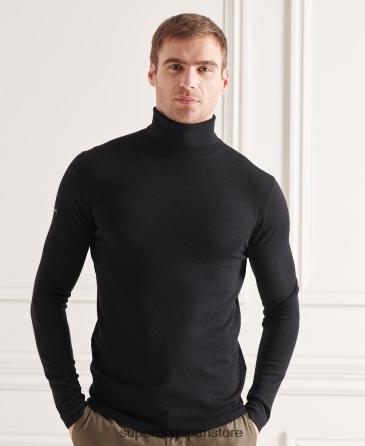 メリノロールネックセーター 男性 Superdry 衣類 黒 2J62PZ1332