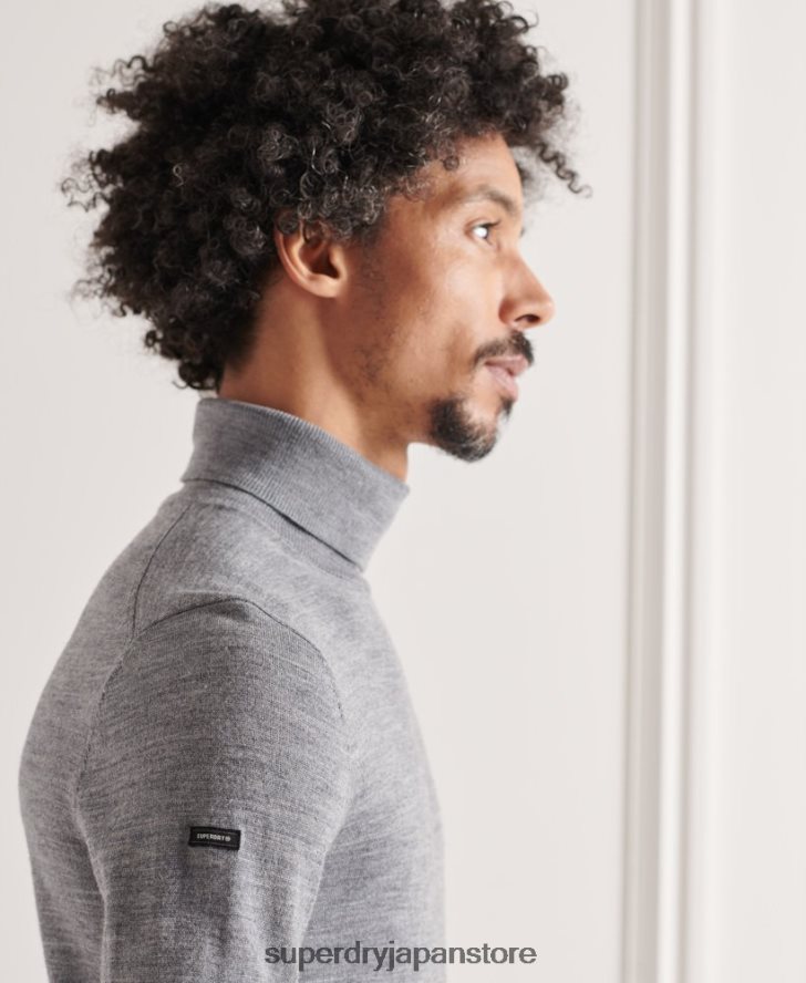 メリノロールネックセーター 男性 Superdry 衣類 ライトグレー 2J62PZ1335