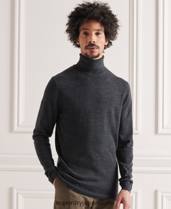 メリノロールネックセーター 男性 Superdry 衣類 濃い灰色 2J62PZ1336