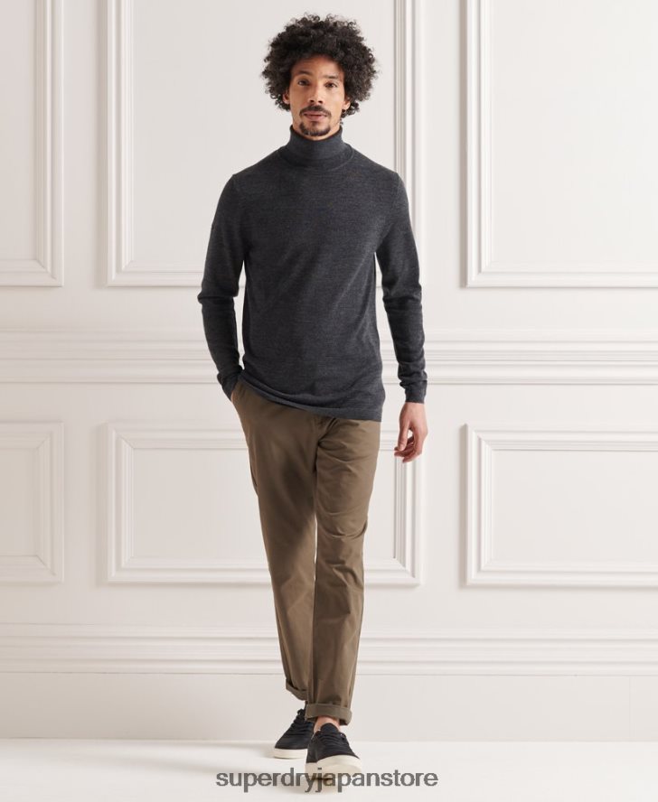メリノロールネックセーター 男性 Superdry 衣類 濃い灰色 2J62PZ1336