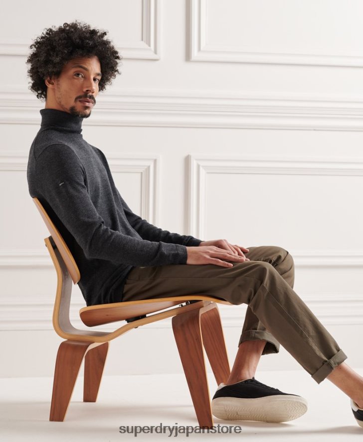 メリノロールネックセーター 男性 Superdry 衣類 濃い灰色 2J62PZ1336