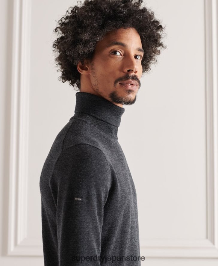 メリノロールネックセーター 男性 Superdry 衣類 濃い灰色 2J62PZ1336