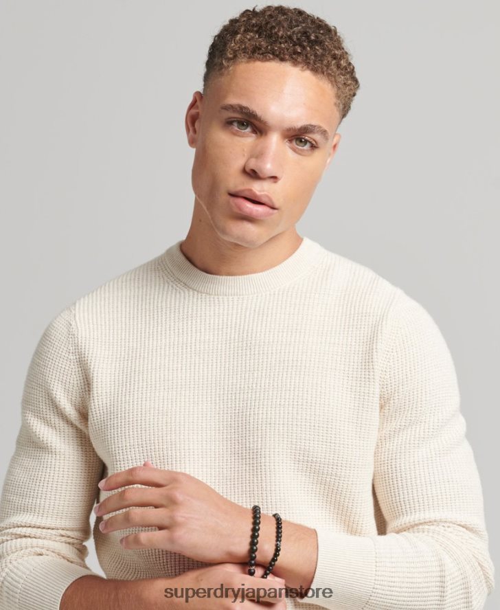 ヴィンテージ テクスチャー クルーニット セーター 男性 Superdry 衣類 クリーム 2J62PZ1337