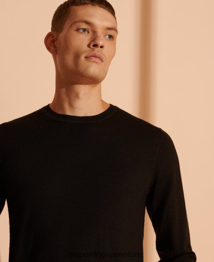 メリノ ライトウェイト クルージャンパー 男性 Superdry 衣類 黒 2J62PZ1338
