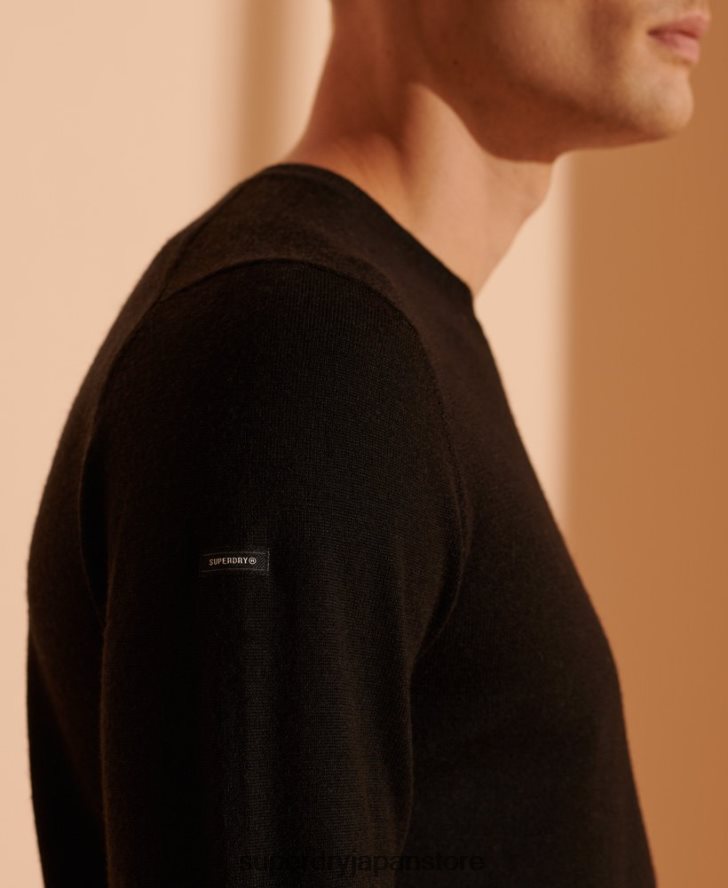 メリノ ライトウェイト クルージャンパー 男性 Superdry 衣類 黒 2J62PZ1338
