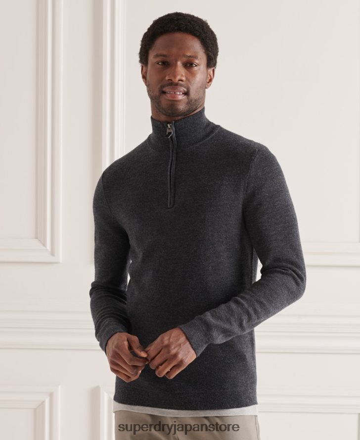メリノヘンリージャンパー 男性 Superdry 衣類 濃い灰色 2J62PZ1339