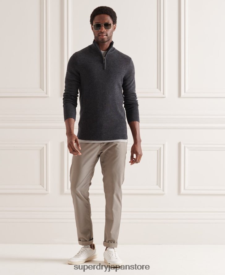 メリノヘンリージャンパー 男性 Superdry 衣類 濃い灰色 2J62PZ1339