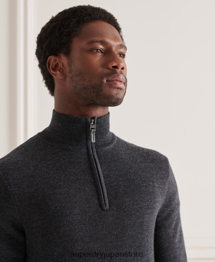 メリノヘンリージャンパー 男性 Superdry 衣類 濃い灰色 2J62PZ1339