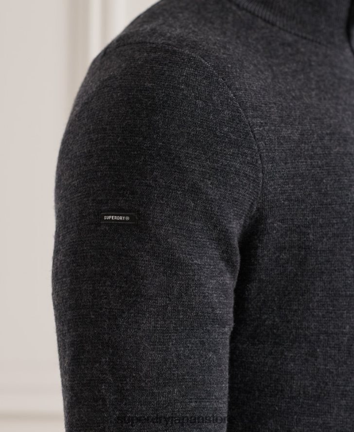 メリノヘンリージャンパー 男性 Superdry 衣類 濃い灰色 2J62PZ1339
