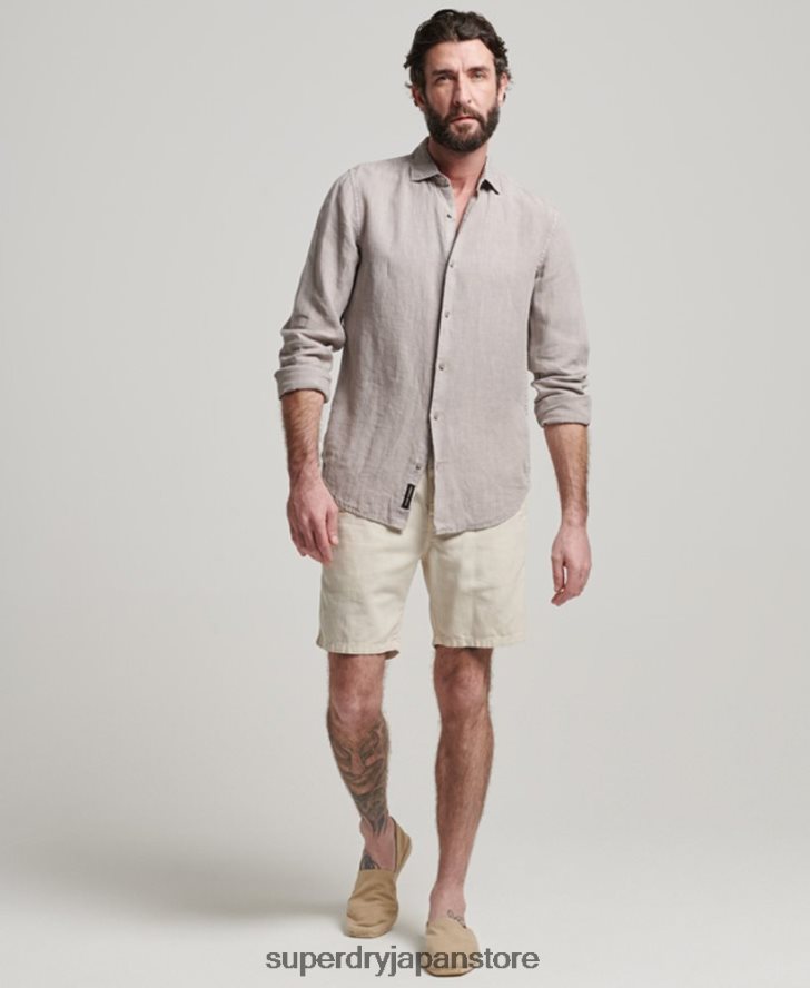 カジュアルリネン長袖シャツ 男性 Superdry 衣類 濃い灰色 2J62PZ134