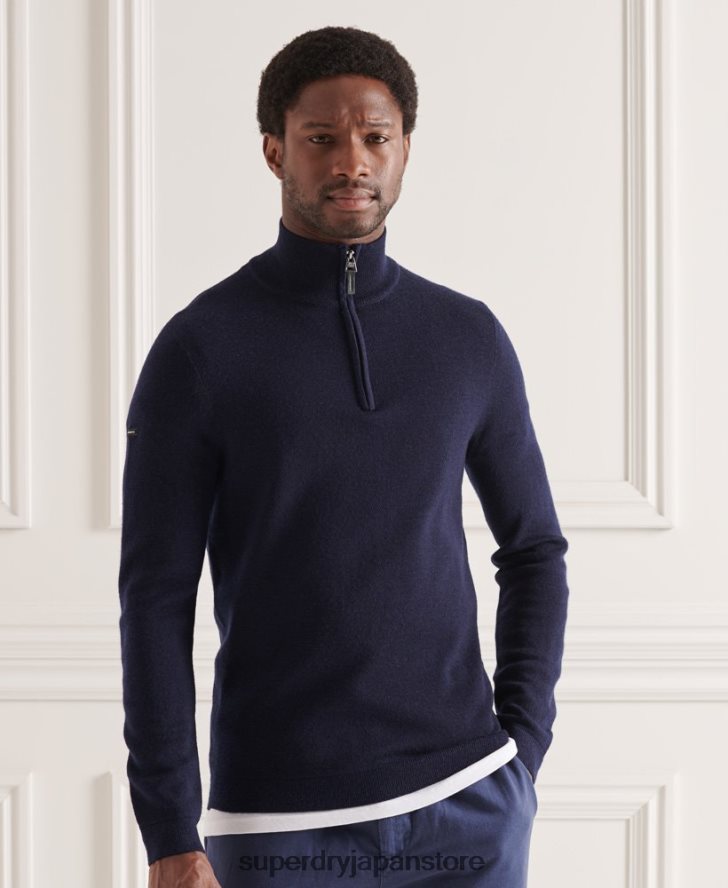 メリノヘンリージャンパー 男性 Superdry 衣類 海軍 2J62PZ1340