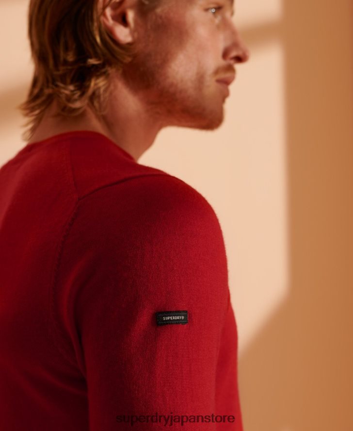 メリノ ライトウェイト クルージャンパー 男性 Superdry 衣類 赤 2J62PZ1341