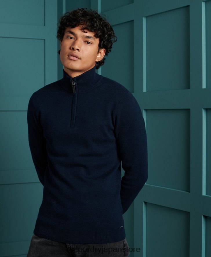 オレンジレーベル コットン ヘンリージャンパー 男性 Superdry 衣類 海軍 2J62PZ1345
