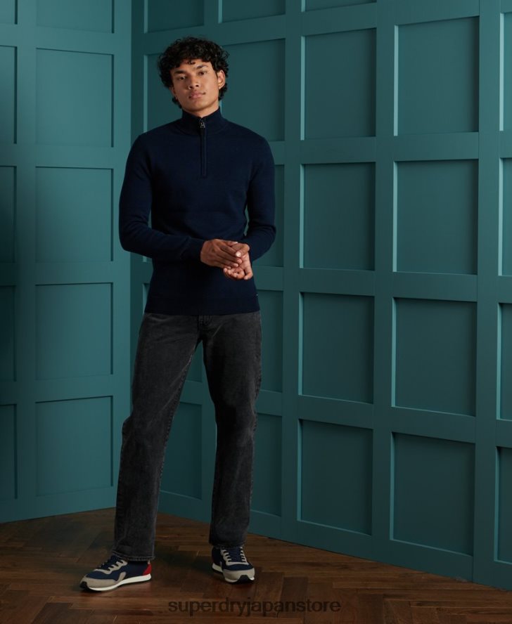 オレンジレーベル コットン ヘンリージャンパー 男性 Superdry 衣類 海軍 2J62PZ1345