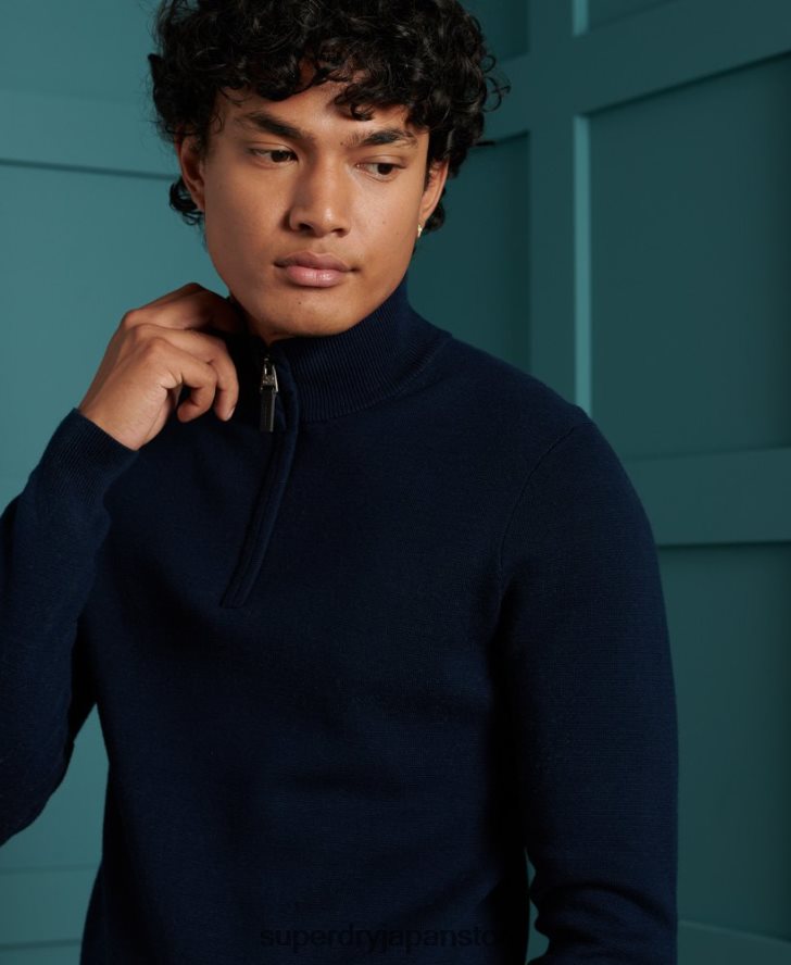 オレンジレーベル コットン ヘンリージャンパー 男性 Superdry 衣類 海軍 2J62PZ1345