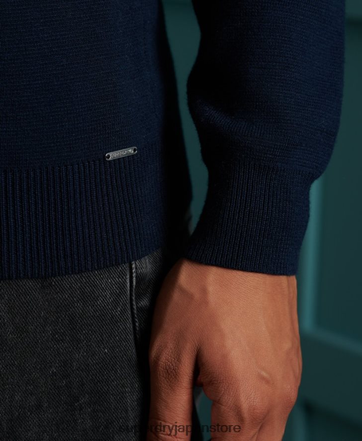 オレンジレーベル コットン ヘンリージャンパー 男性 Superdry 衣類 海軍 2J62PZ1345