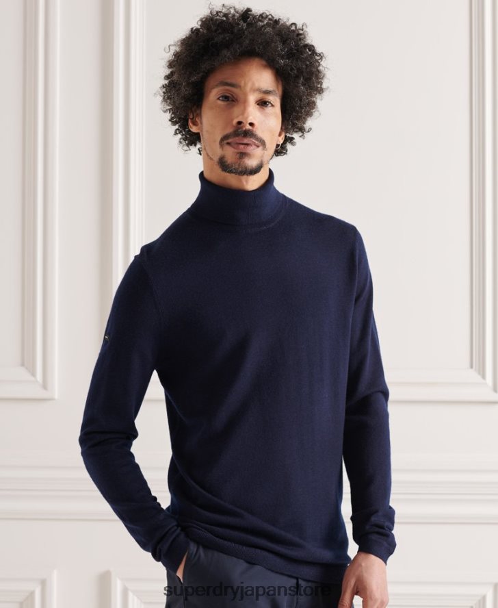 メリノロールネックセーター 男性 Superdry 衣類 海軍 2J62PZ1346
