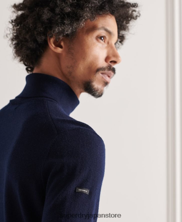 メリノロールネックセーター 男性 Superdry 衣類 海軍 2J62PZ1346
