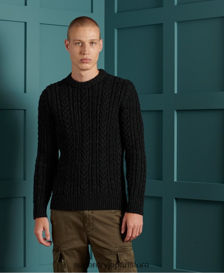 ジェイコブ ケーブル クルー ジャンパー 男性 Superdry 衣類 黒 2J62PZ1355