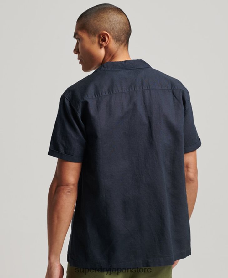 リゾート半袖シャツ 男性 Superdry 衣類 海軍 2J62PZ135