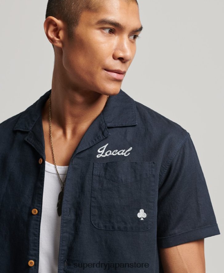 リゾート半袖シャツ 男性 Superdry 衣類 海軍 2J62PZ135