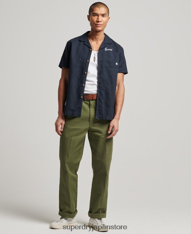 リゾート半袖シャツ 男性 Superdry 衣類 海軍 2J62PZ135