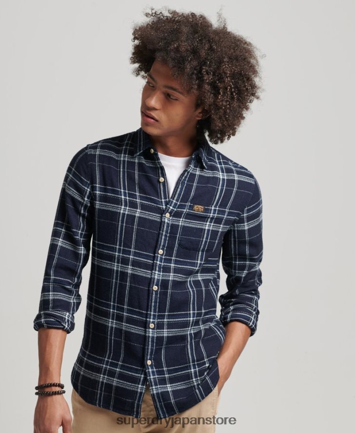 コットンワークウェア長袖シャツ 男性 Superdry 衣類 濃紺 2J62PZ137
