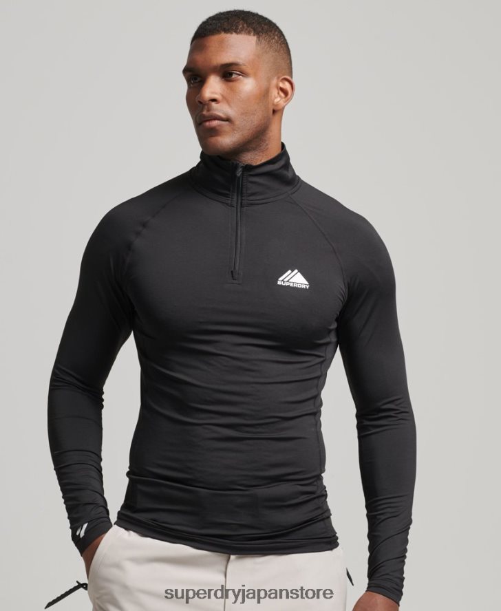 ハーフジップベースレイヤートップ 男性 Superdry 衣類 黒 2J62PZ1373