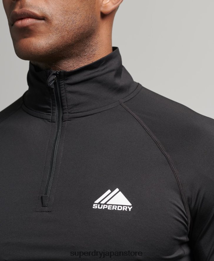 ハーフジップベースレイヤートップ 男性 Superdry 衣類 黒 2J62PZ1373