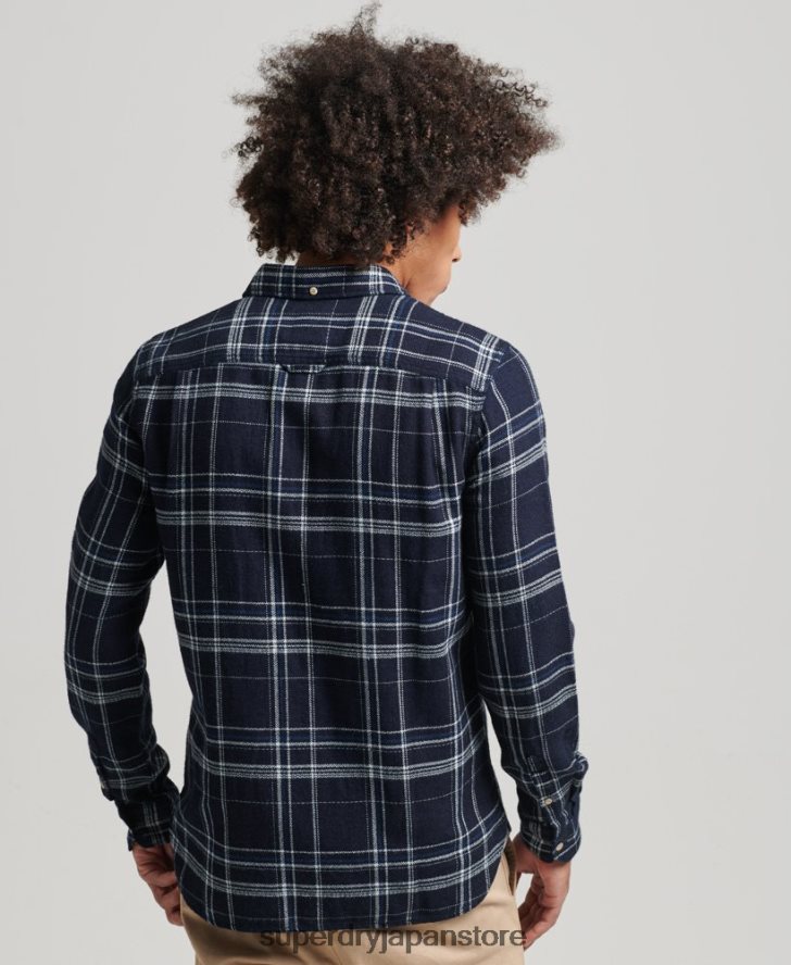 コットンワークウェア長袖シャツ 男性 Superdry 衣類 濃紺 2J62PZ137