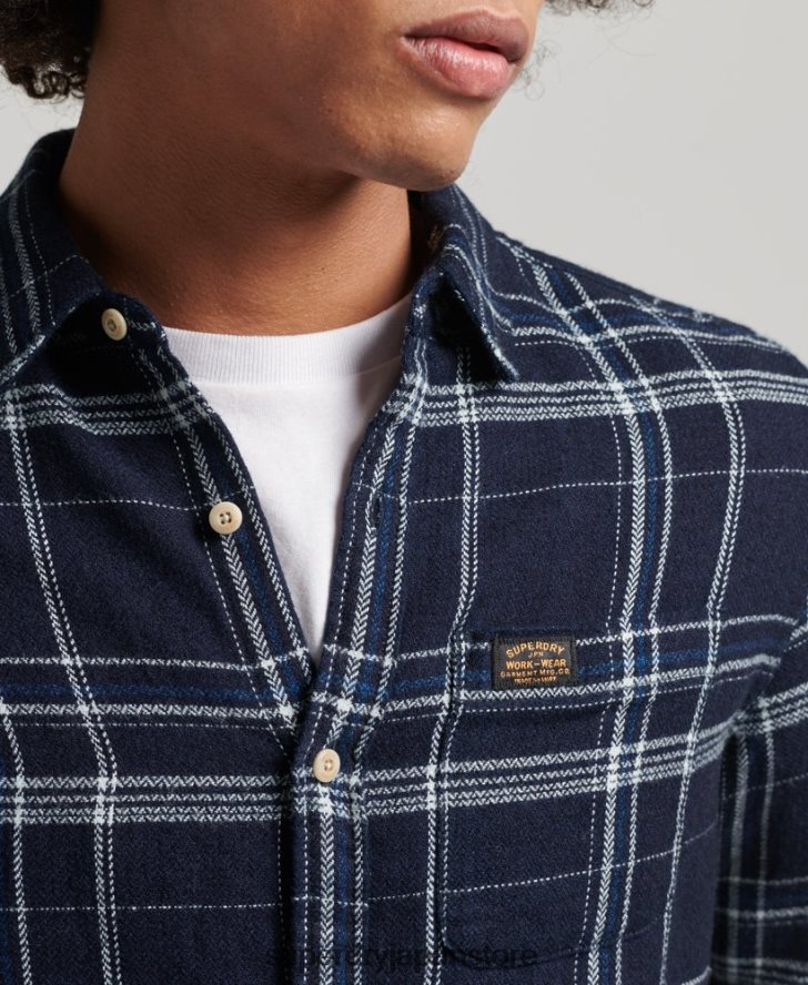 コットンワークウェア長袖シャツ 男性 Superdry 衣類 濃紺 2J62PZ137