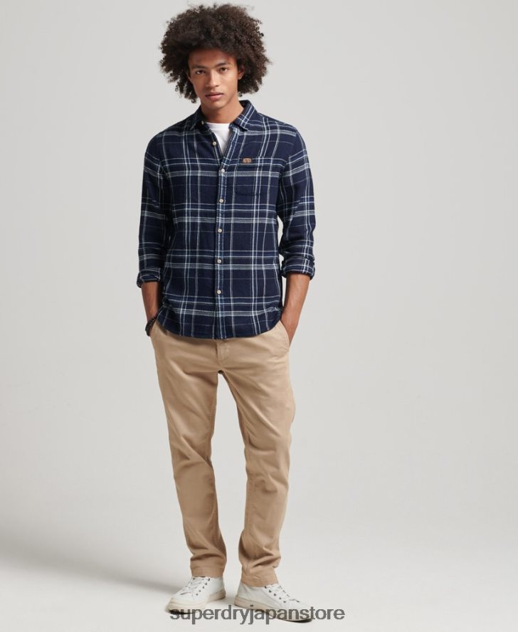 コットンワークウェア長袖シャツ 男性 Superdry 衣類 濃紺 2J62PZ137