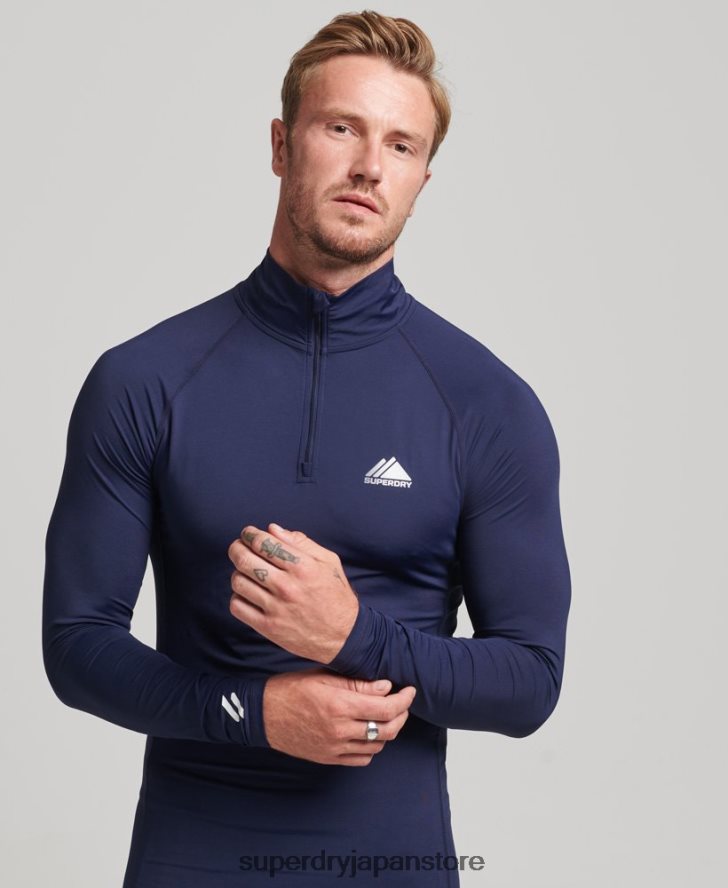 ハーフジップベースレイヤートップ 男性 Superdry 衣類 海軍 2J62PZ1382