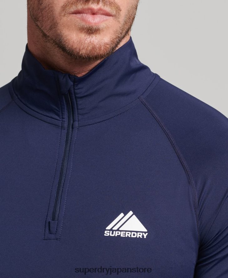 ハーフジップベースレイヤートップ 男性 Superdry 衣類 海軍 2J62PZ1382