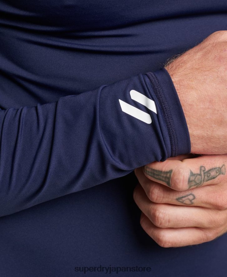 ハーフジップベースレイヤートップ 男性 Superdry 衣類 海軍 2J62PZ1382