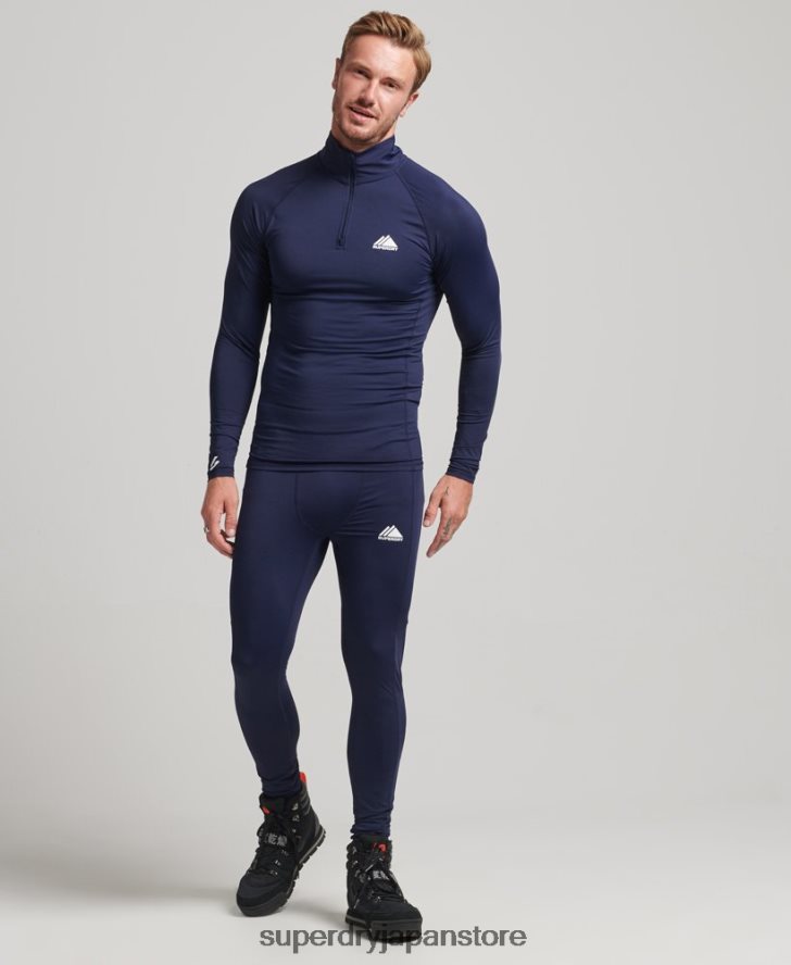 ハーフジップベースレイヤートップ 男性 Superdry 衣類 海軍 2J62PZ1382