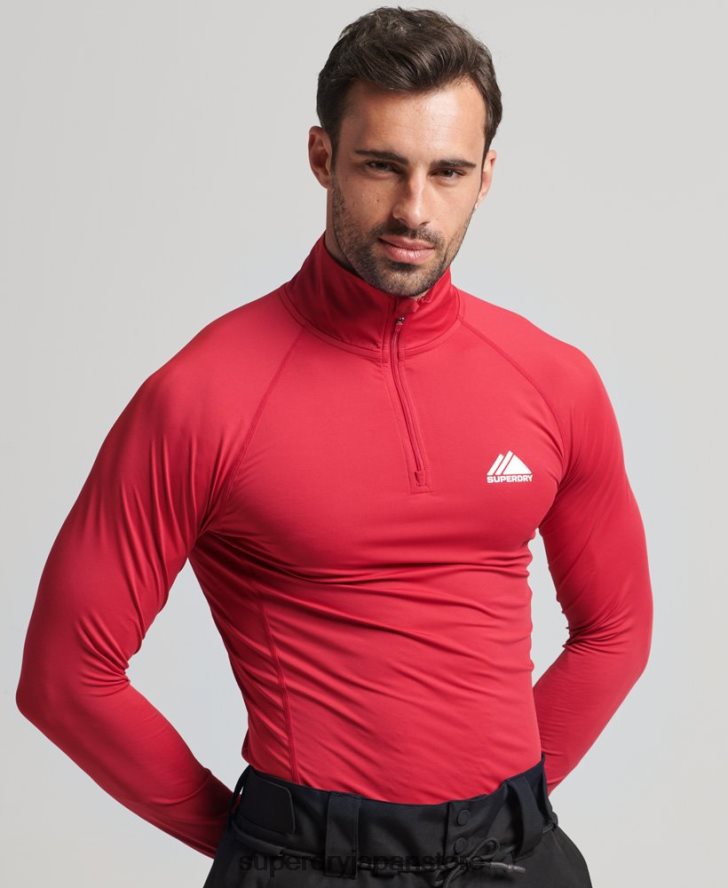 ハーフジップベースレイヤートップ 男性 Superdry 衣類 赤 2J62PZ1384