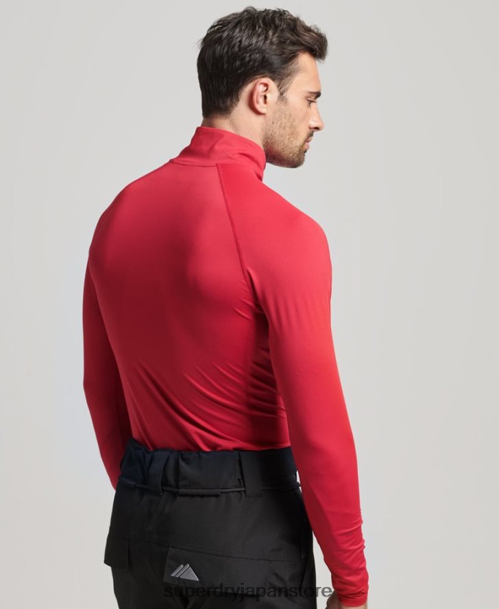 ハーフジップベースレイヤートップ 男性 Superdry 衣類 赤 2J62PZ1384